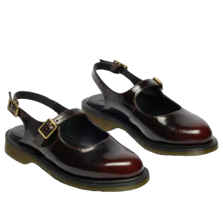 (WMNS) Dr. Martens Madaline Mary Jane Rub Off Leather Sling Back 'Cherry Red' 42133600