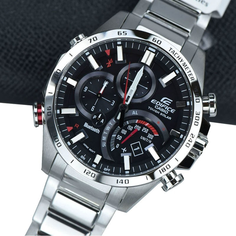 CASIO EDIFICE Waterproof Analog Solar Powered Mens Red/Black Digital EQB-501XD-1A
