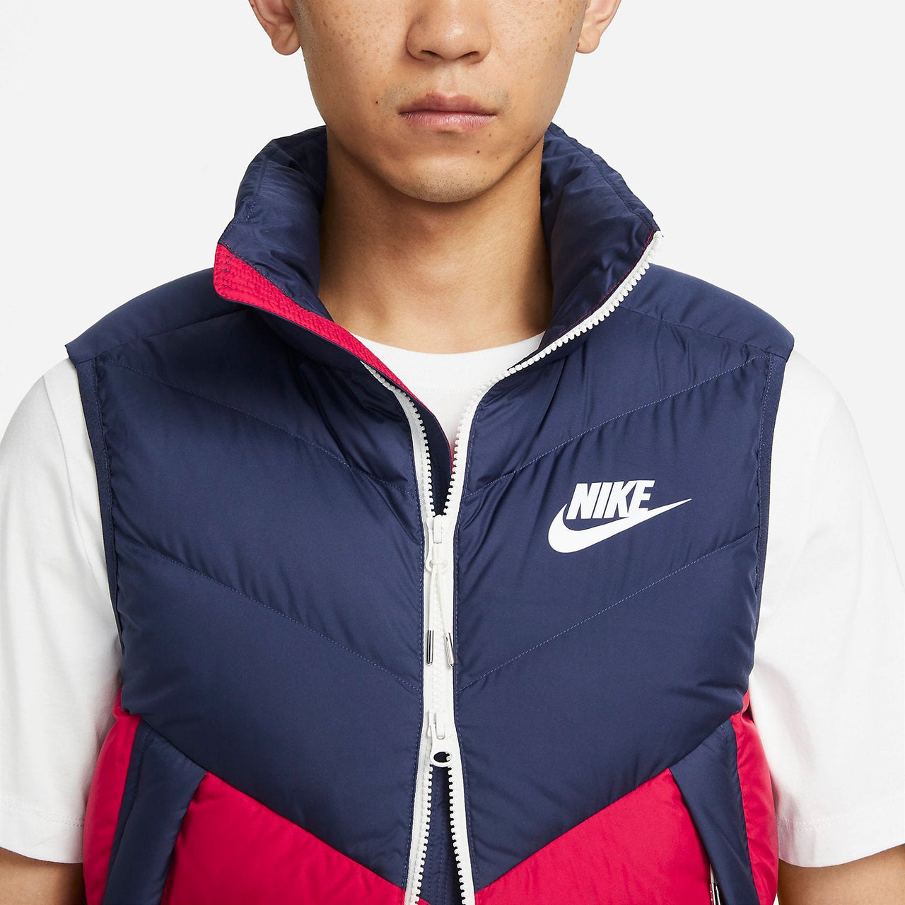 Nike Windproof Warm Stand Collar Down Vest 'Blue Red' DV0757-410