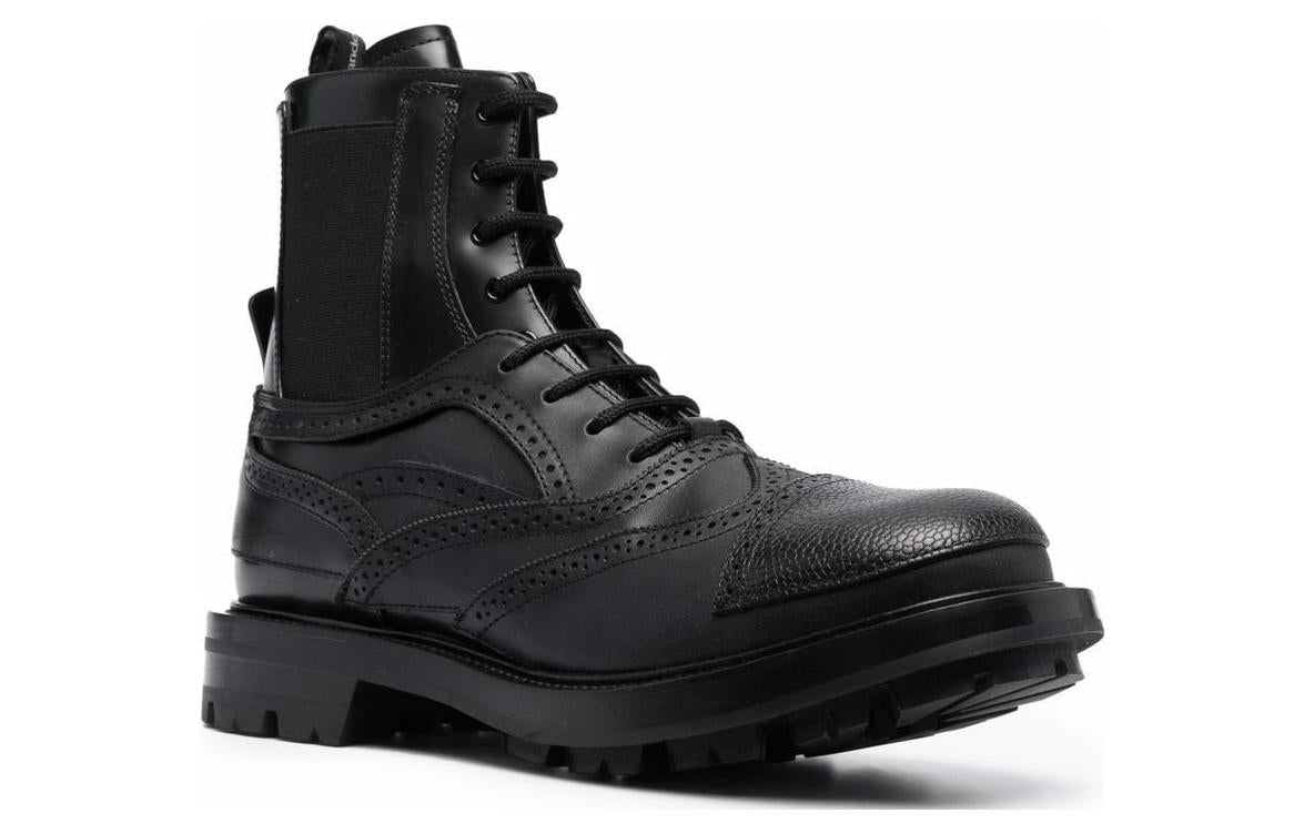 Alexander McQueen Leather Boots 'Black' 667912WHRWM1000