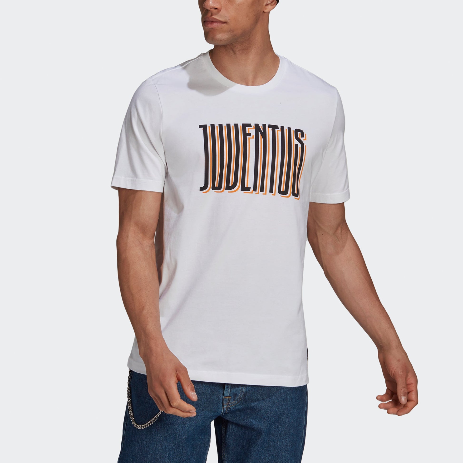 adidas Juve Str Tee Foot Ball Letter Printing Causual Sports Male White GR2921