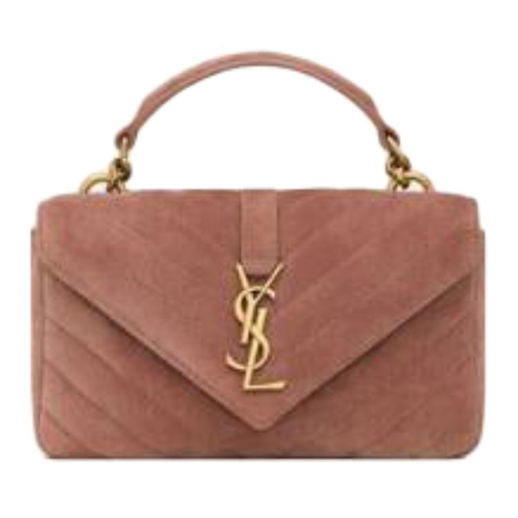 SAINT LAURENT College Calfskin Crossbody Handbag Mini Women's Light Pink
