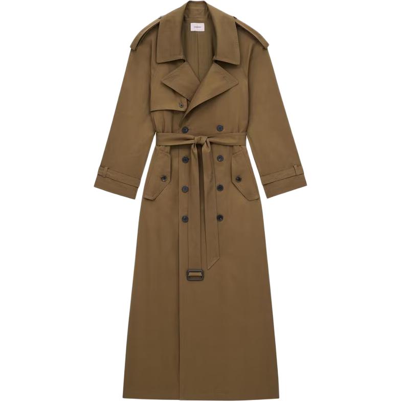 SAINT LAURENT Double Breasted Belted Trench Coat
