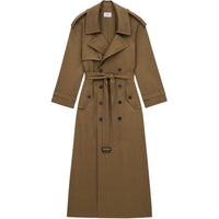 SAINT LAURENT Double Breasted Belted Trench Coat