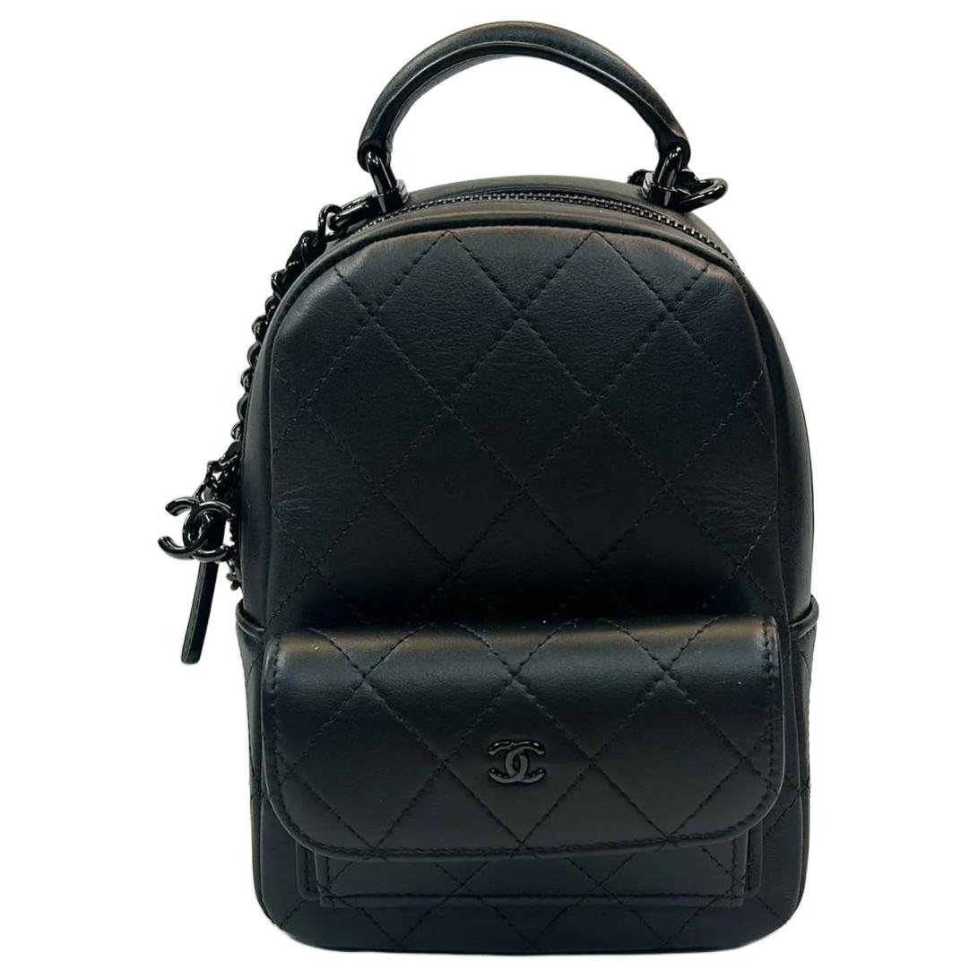CHANEL Calfskin Backpack Mini Unisex Black