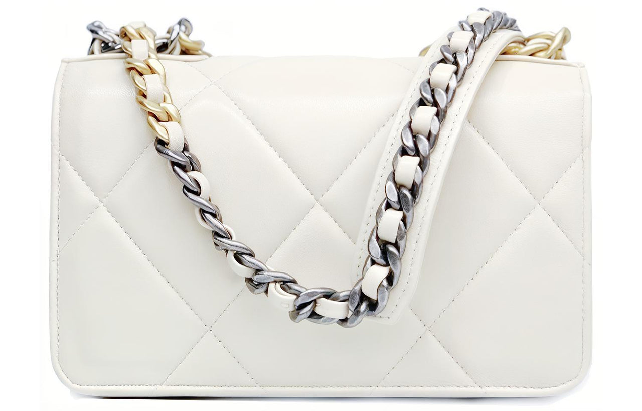 CHANEL 19BagWOC Lambskin Portable Crossbody Bag, Shoulder Bag Women's White