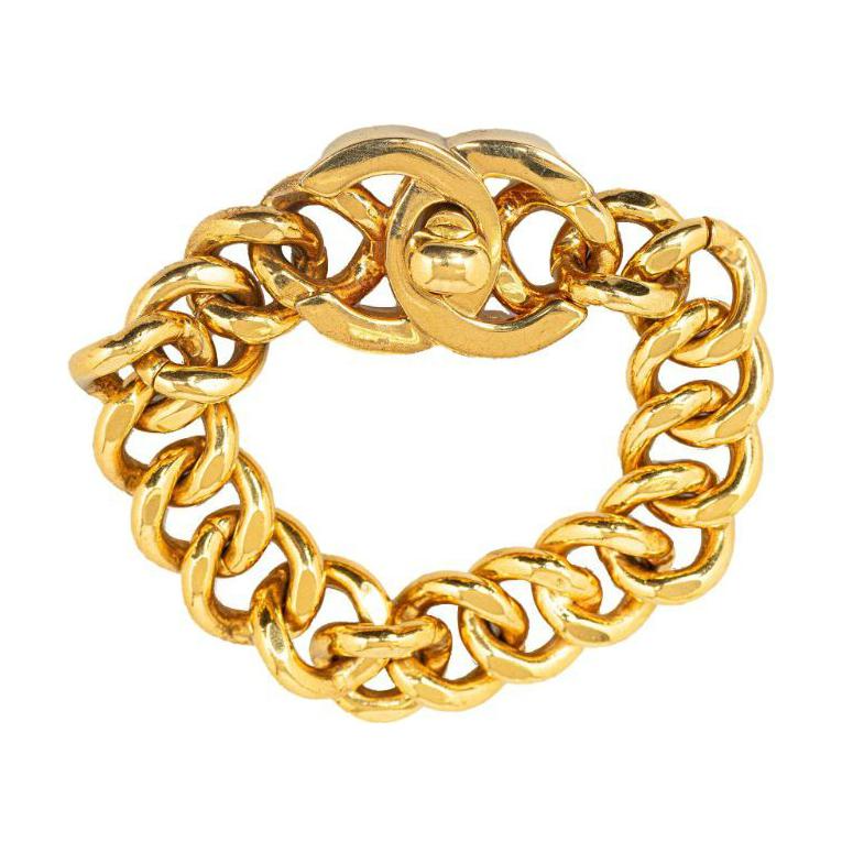 CHANEL 1995 Cc Turnlock Chain Costume Bracelet