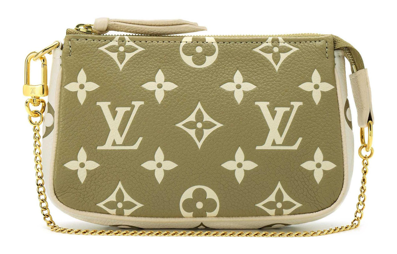LOUIS VUITTON Mini Pochette Accessoires Khaki Green/Beige/Cream