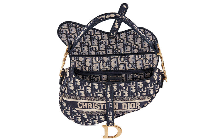 DIOR Saddle Bag Blue DIOR Oblique Embroidery