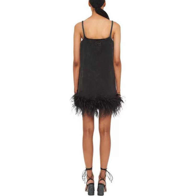 MIU MIU SS23 Slip Dresses Women's Black