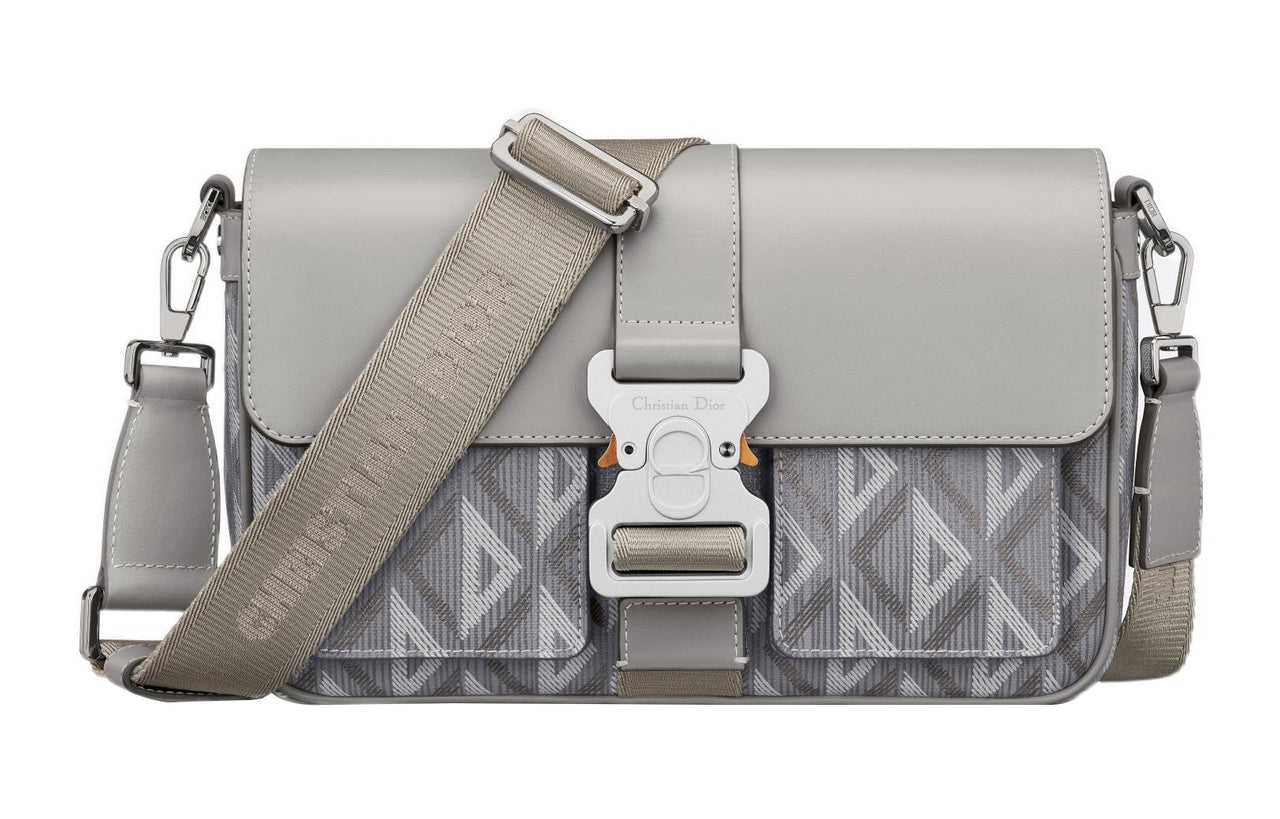 DIOR Hit The Road Canvas With Smooth Cow Leather Crossbody Bag, Shoulder Bag Men's Dio Gray