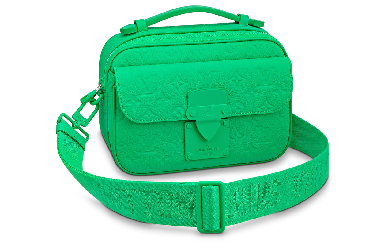 LOUIS VUITTON S Lock Messenger Monogram Embossed Minty Green