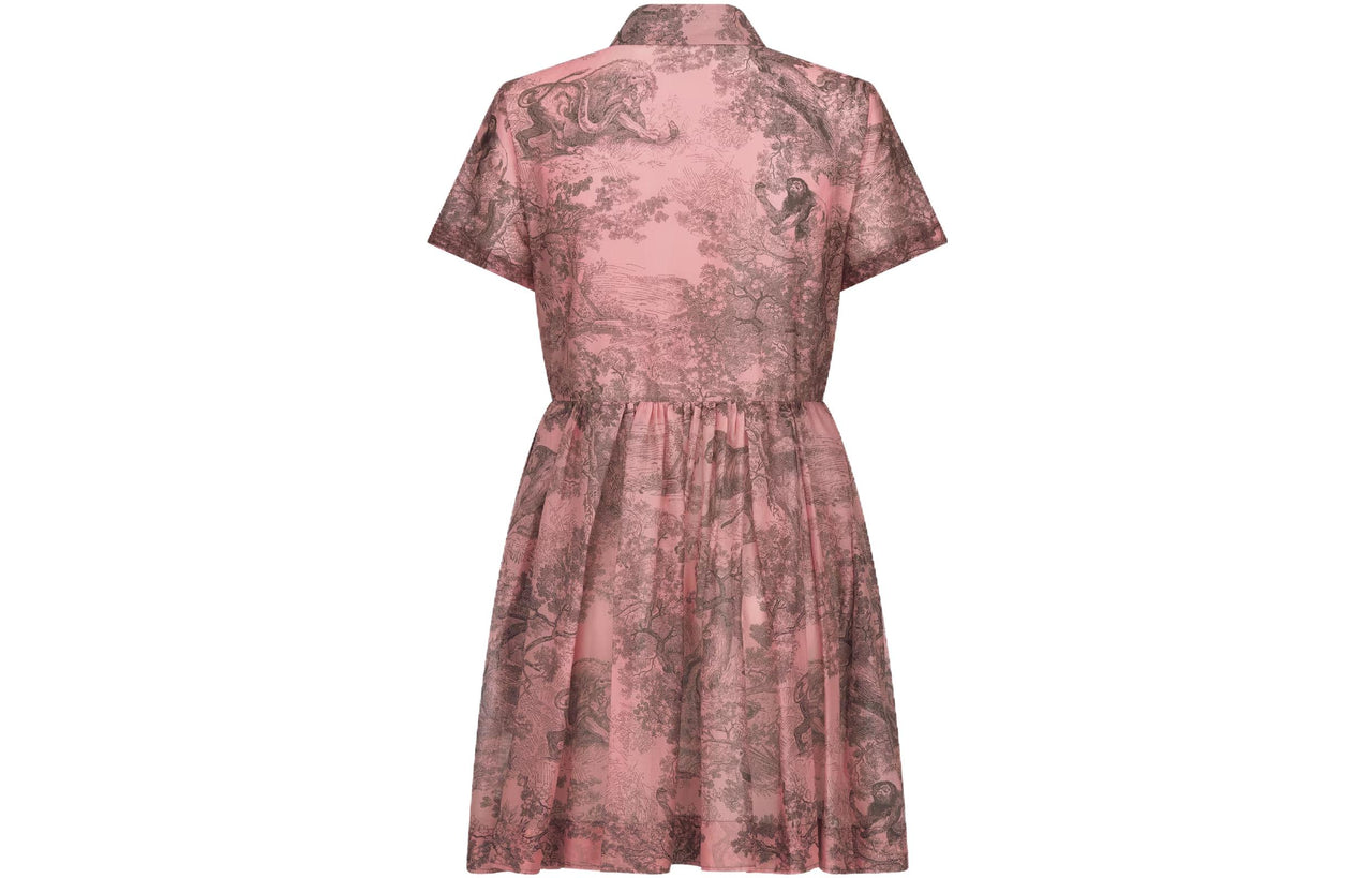DIOR Short Sleeved Dress Women's Pink
