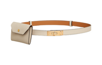 HERMES Calfskin Leather Belts Women's Ecru Width 1.8cm