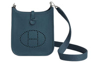 HERMES Evelyne Clemence Leather Shoulder Bag Crossbody Bag Unisex 7P Bleu De Prusse Prussian Blue