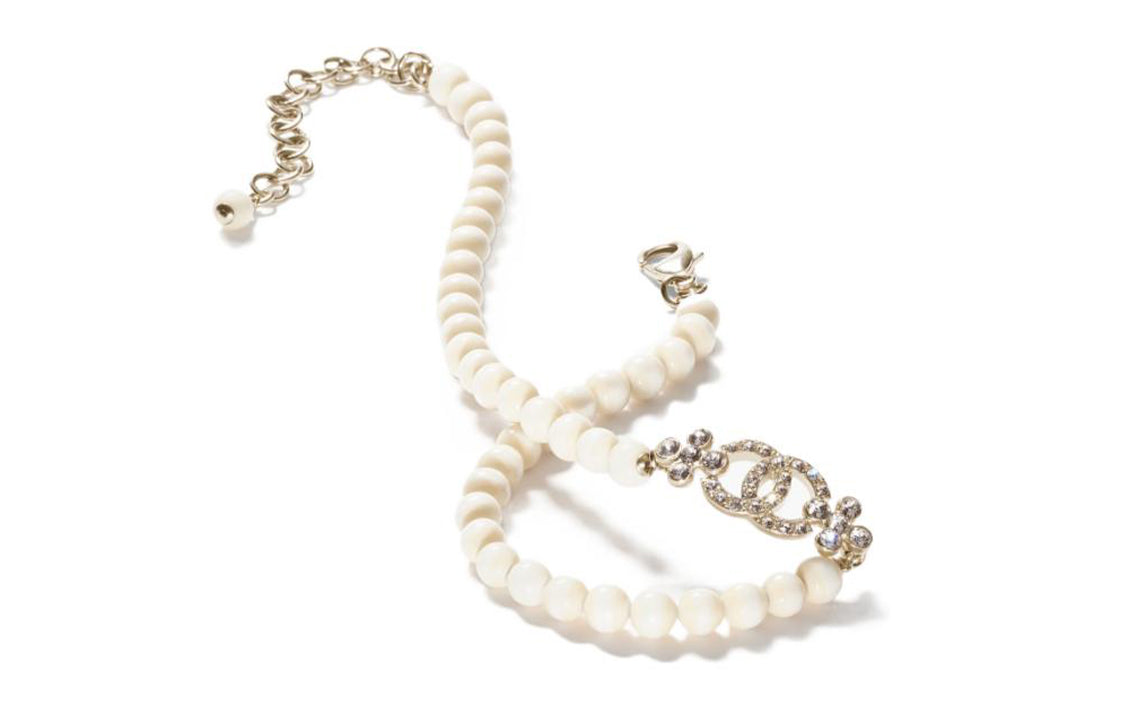 CHANEL Metal Necklaces Women's White