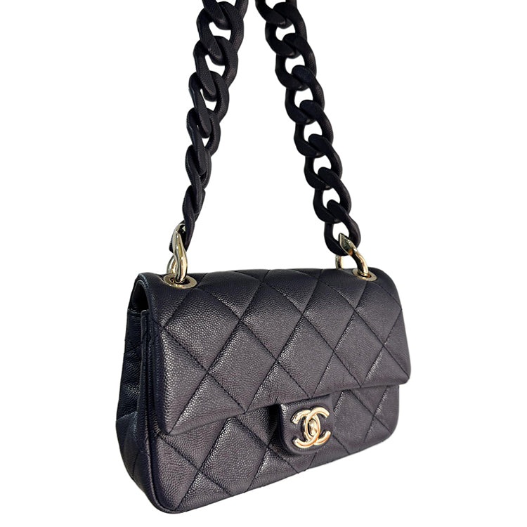 CHANEL Sheepskin Shoulder Bag Crossbody Bag Medium Size Women's Black
