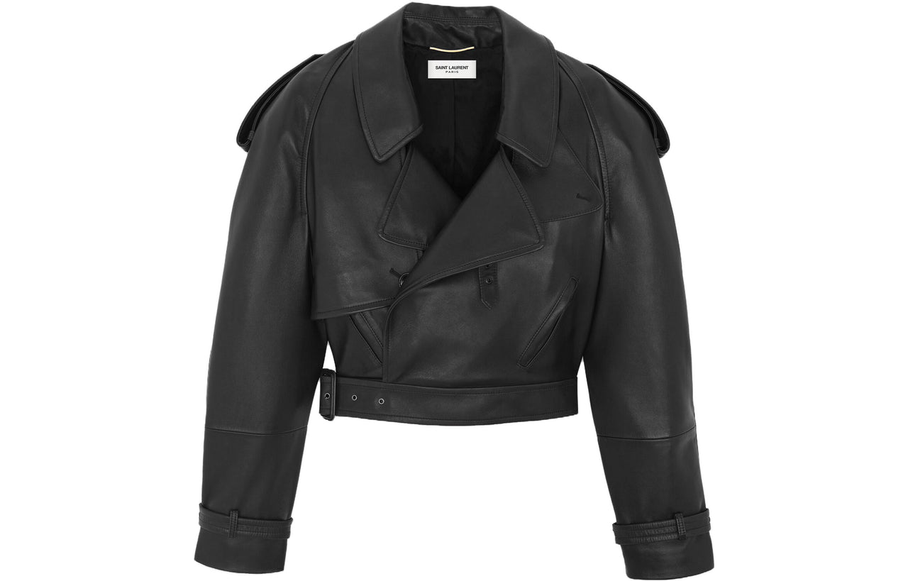 SAINT LAURENT Cropped Coats Women's Black