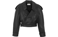 SAINT LAURENT Cropped Coats Women's Black
