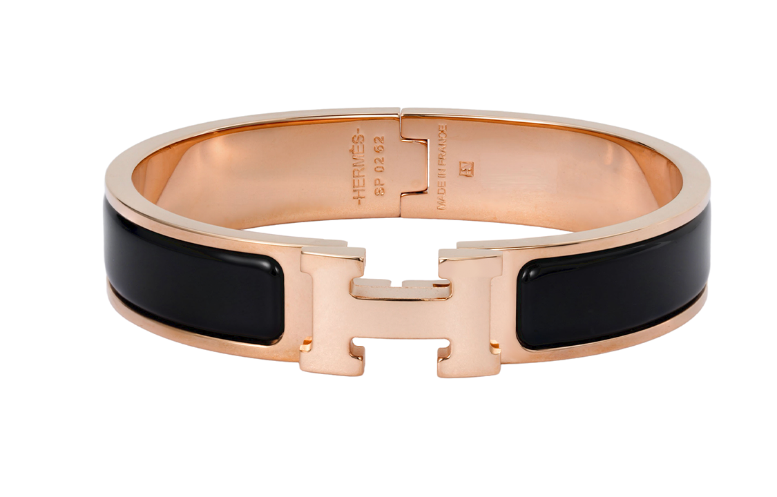 سوار HERMES Clic H Pm باللون الذهبي الوردي