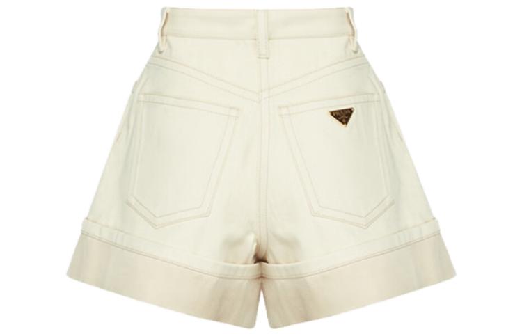 PRADA SS23 Denim Shorts Women's Beige Yellow