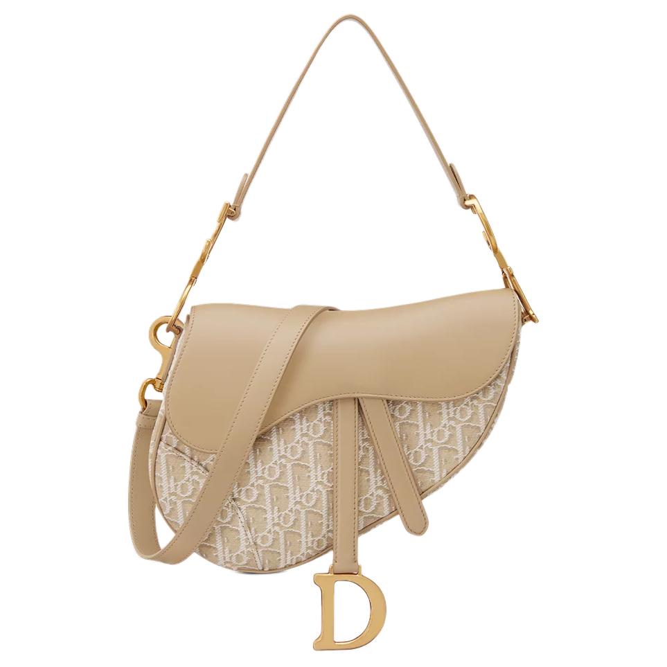 DIOR Saddle Cotton Saddle Bags Shoulder Bags Women's Beige