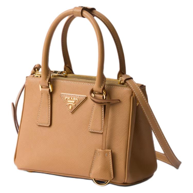 PRADA Leather Shoulder Bag Crossbody Bag Handbag Mini Women's Brown