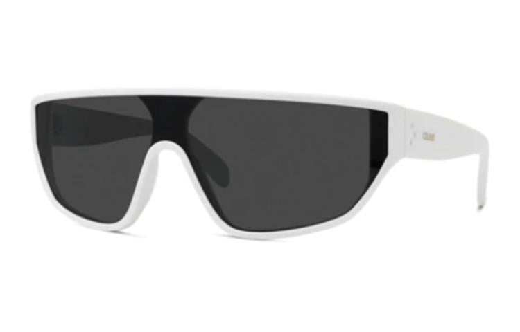 CELINE Acetate Irregular Shape Sunglasses Women's White