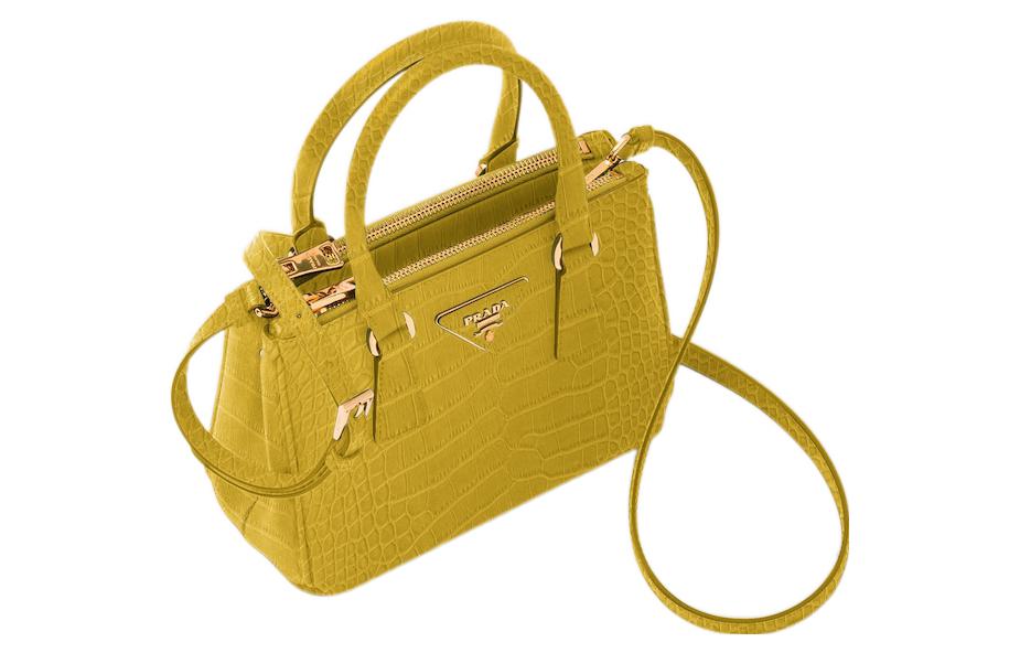 PRADA Galleria Killer Bag Crocodile Leather Shoulder Bag Crossbody Bag Handbag Mini Women's Yellow