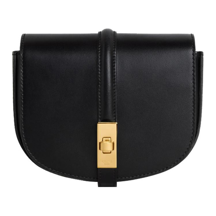 CELINE Satin Calf Leather Crossbody Bag Shoulder Bag Women's Black