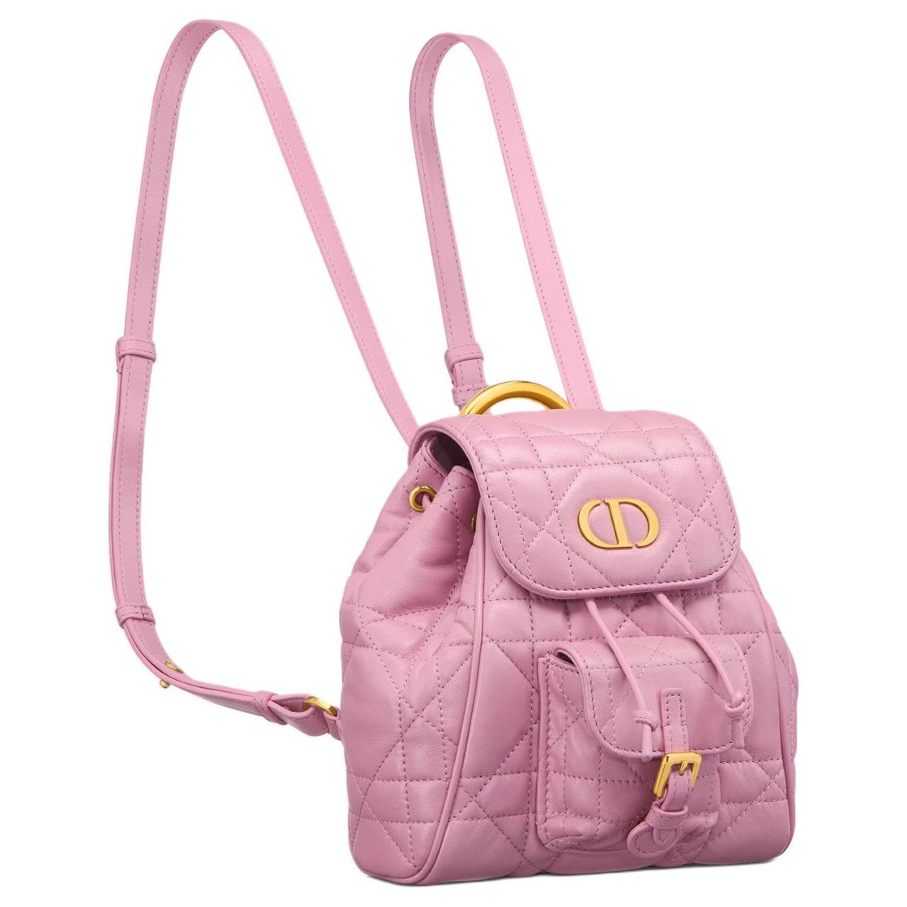 DIOR Caro Lambskin Backpack Small Size Women's Blossom Pink