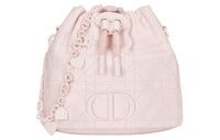 DIOR Wicker Pattern Sheepskin Bucket Bags Shoulder Bag Crossbody Bag Women's Pink