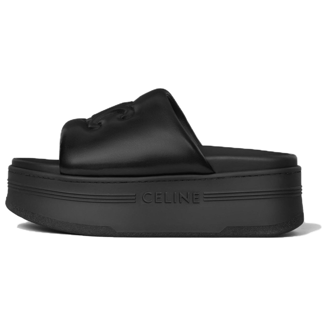 CELINE Triomphe Slip Resistant Slide Slippers Women's Black