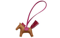 HERMES Sheepskin Pendants Unisex Gold Brown Pink