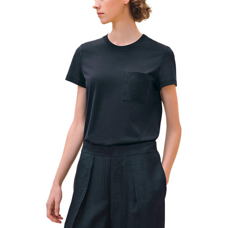 HERMES T-Shirt Women's Black Blue