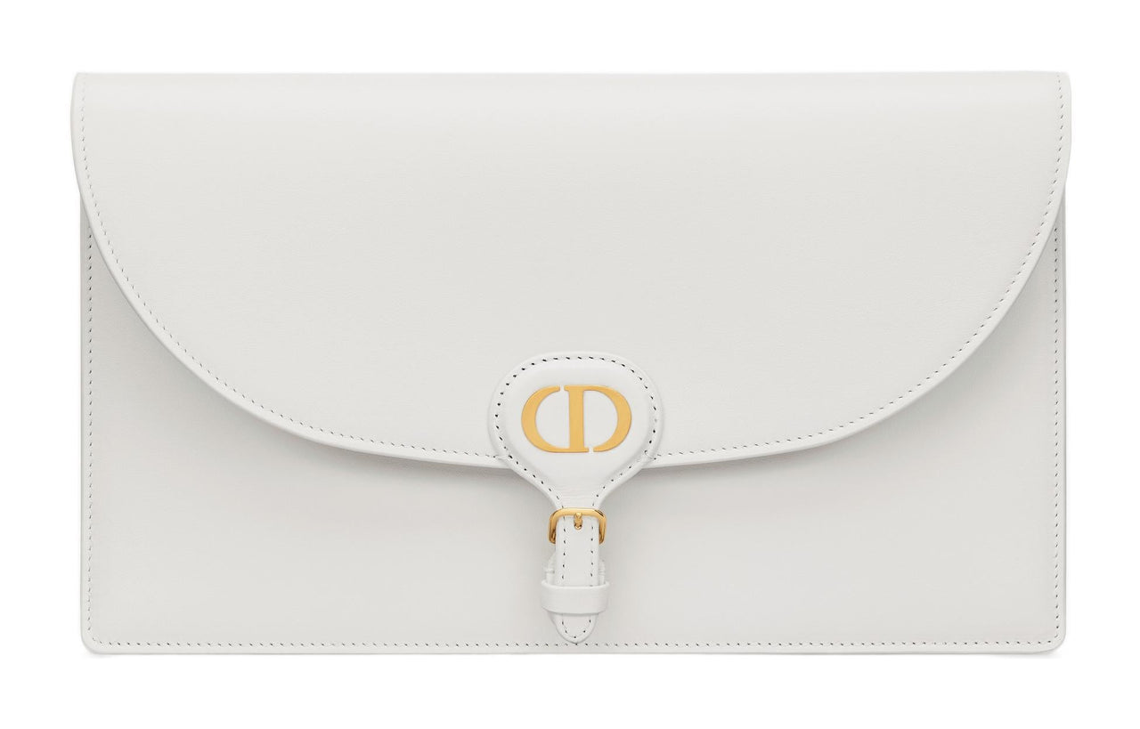 DIOR Bobby Smooth Calf Leather Clutch Women's White