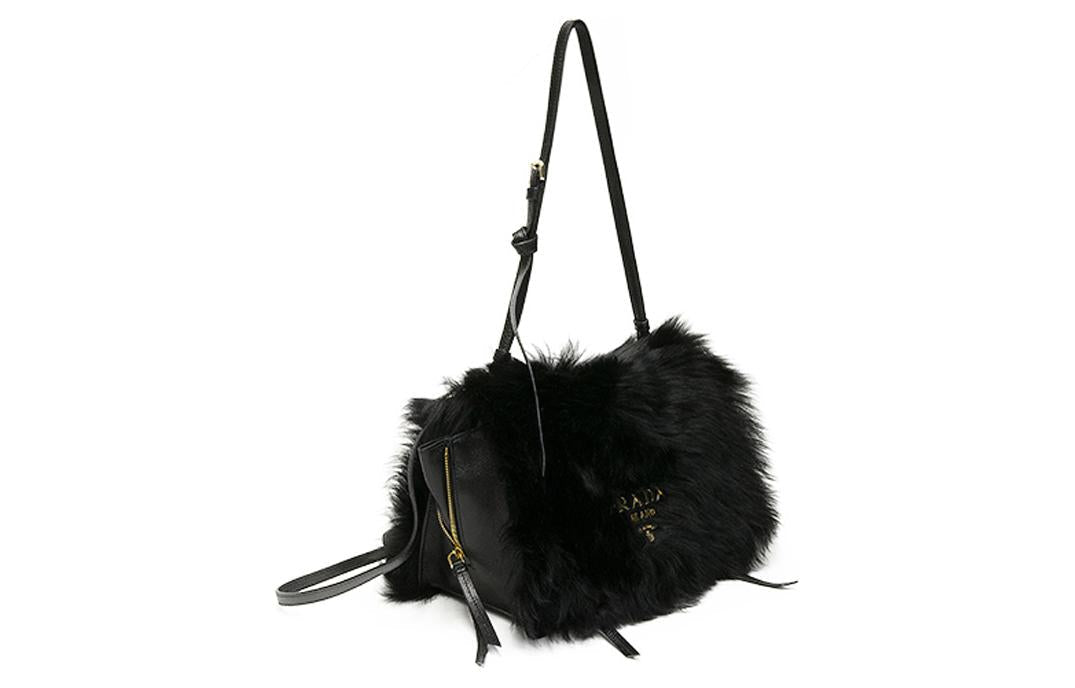 PRADA Leather Portable Crossbody Bag Shoulder Bag Women's Black