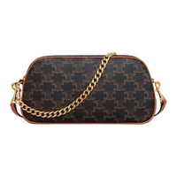 CELINE Cow Leather Crossbody Bags Shoulder Bags Women's Tawny