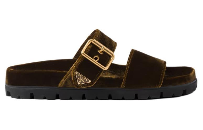 PRADA Buckled Velvet Sandals