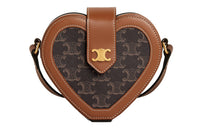CELINE TambourTriomphe Canvas And Cow Leather Shoulder Bag Crossbody Bag Regular Women's Tawny
