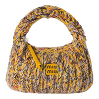 MIU MIU Wander Series Silk Silk Shoulder Bag Crossbody Bag Handbag Women's Yellow Jade Color