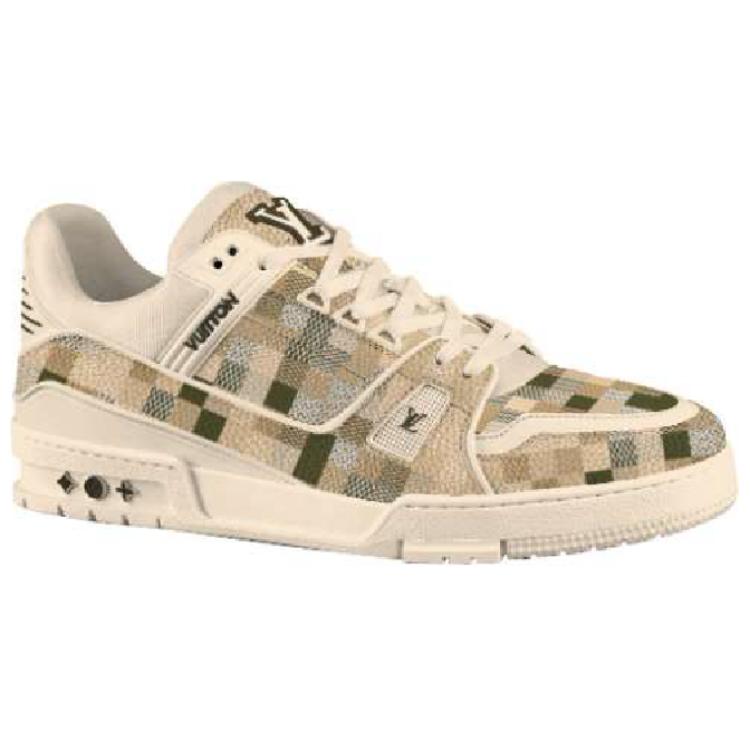 LOUIS VUITTON Trainer Low-Top Skateboard Shoes Women's Beige