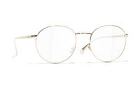 CHANEL Metal Resin Irregular Shape Eyeglass Frames Unisex Gold