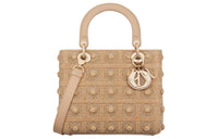 DIOR Lady Dior Cotton Fabric Lady Dior Bag, Shoulder Bag, Crossbody Bag, Handbag Medium Size Women's Natural