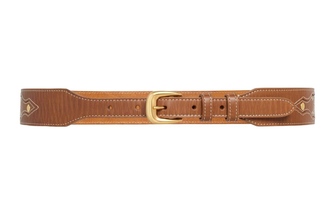 CELINE Leather Belts Women's Camel