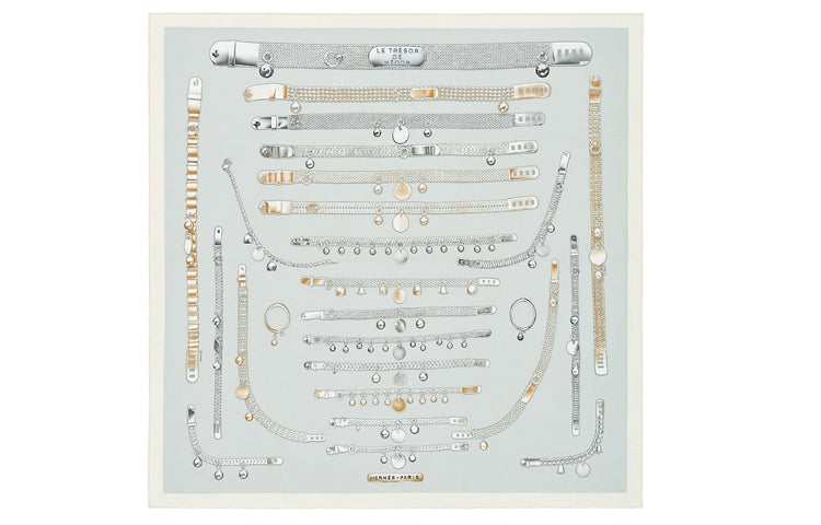 HERMES Silk Scarves Women's Gray