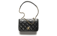 CHANEL Lambskin Mouth Cover Bag Crossbody Bag Shoulder Bag Women's Black