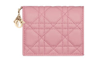 DIOR Lady Dior Lambskin Wallet Mini Women's Peach Pink