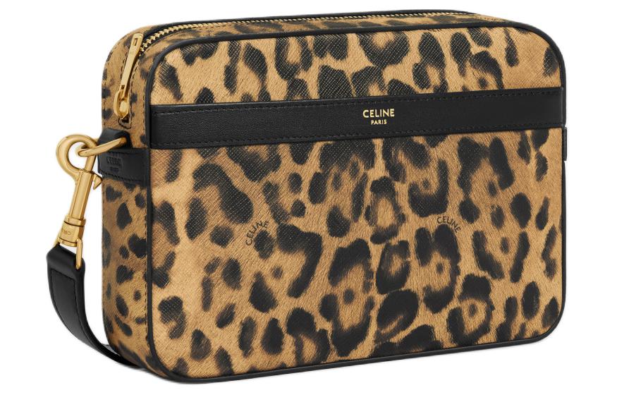 CELINE Artificial Leather Messenger Bag Shoulder Bag Crossbody Bag Small Size Men's Leopard Print