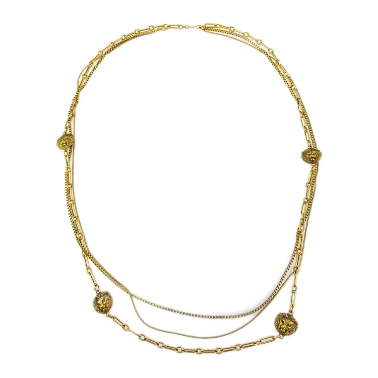 CHANEL 1983 Lion Head Multi chain Necklace